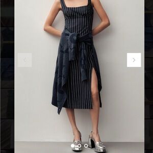 Anthropologie Slim‎ Square-Neck Slit Midi Dress Size M